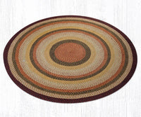 Burgundy, Mustard, and Ivory Round Braided Natural Jute Fiber Area Rug - Ozark Cabin Décor, LLC