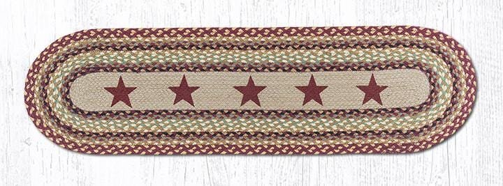 Burgundy Stars Oval Runner - Ozark Cabin Décor, LLC