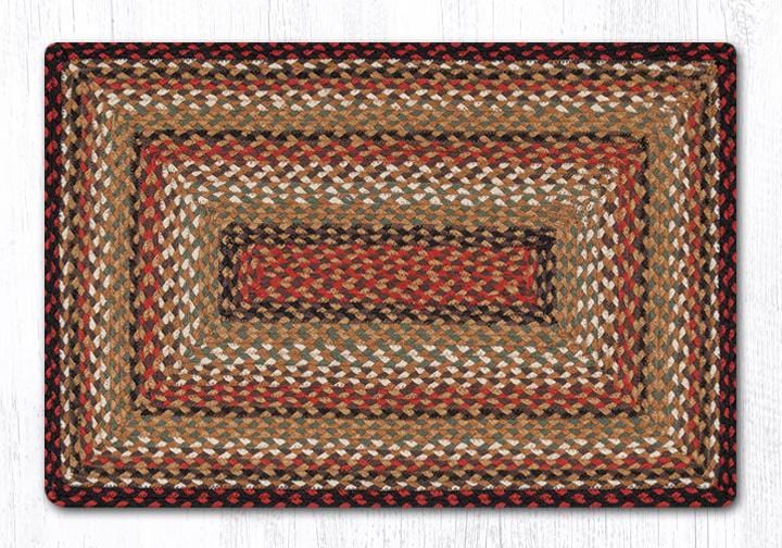 C-319 Burgundy, Mustard, & Ivory Braided Rug - Oblong - Ozark Cabin Décor, LLC