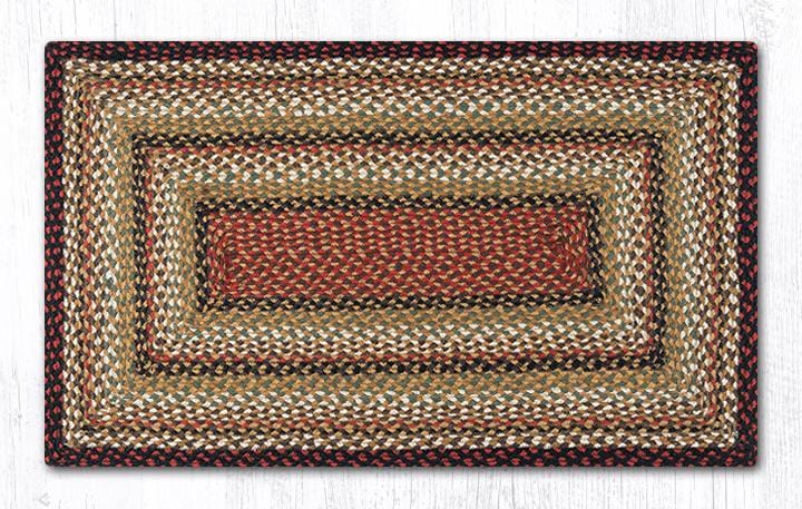 C-319 Burgundy, Mustard, & Ivory Braided Rug - Oblong - Ozark Cabin Décor, LLC