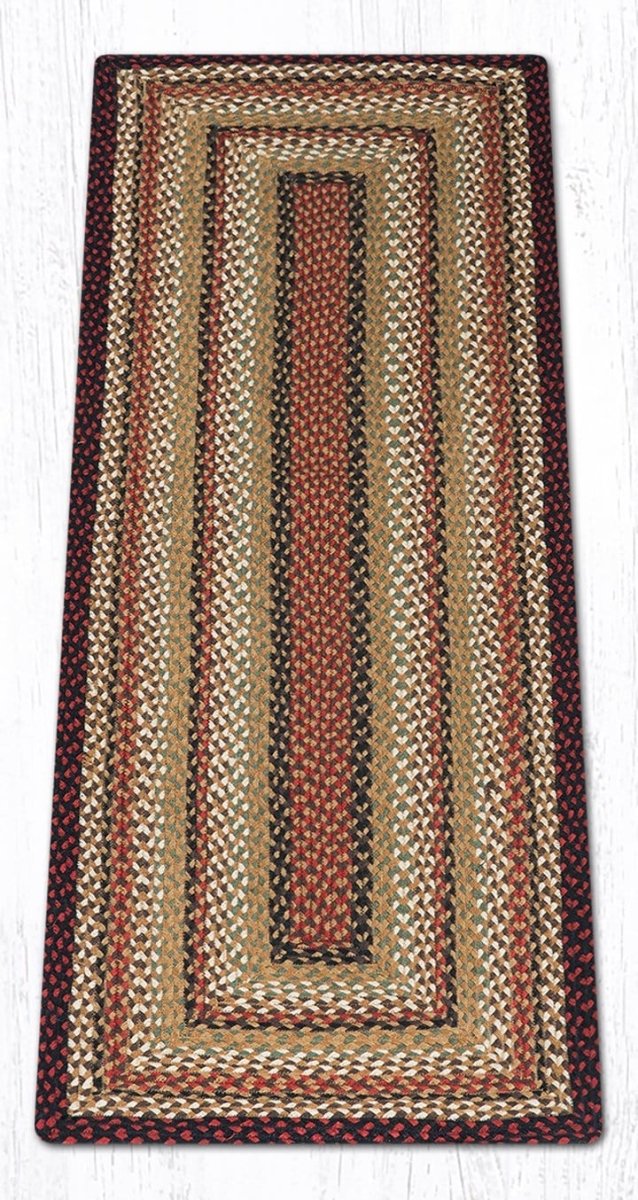 C-319 Burgundy, Mustard, & Ivory Braided Rug - Oblong - Ozark Cabin Décor, LLC