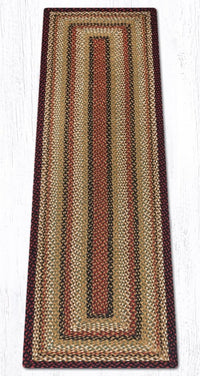 C-319 Burgundy, Mustard, & Ivory Braided Rug - Oblong - Ozark Cabin Décor, LLC