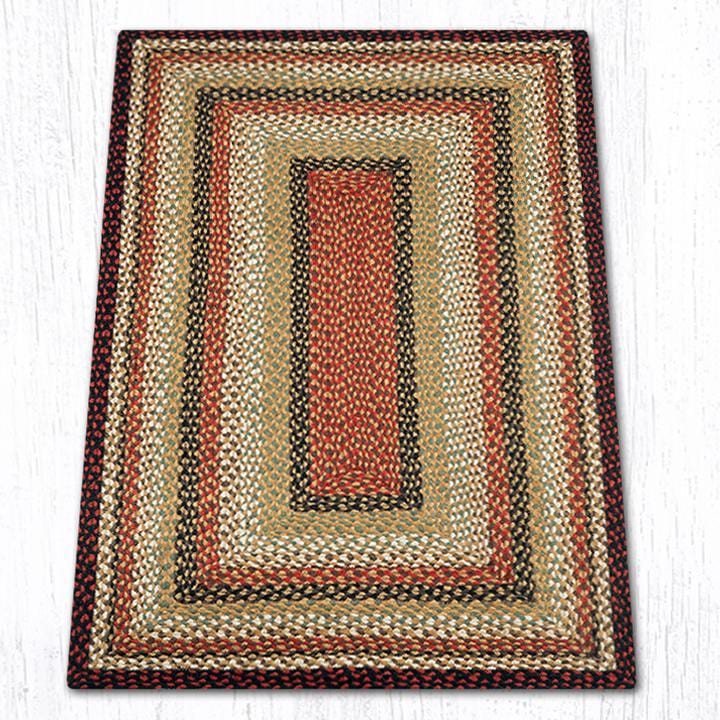 C-319 Burgundy, Mustard, & Ivory Braided Rug - Oblong - Ozark Cabin Décor, LLC