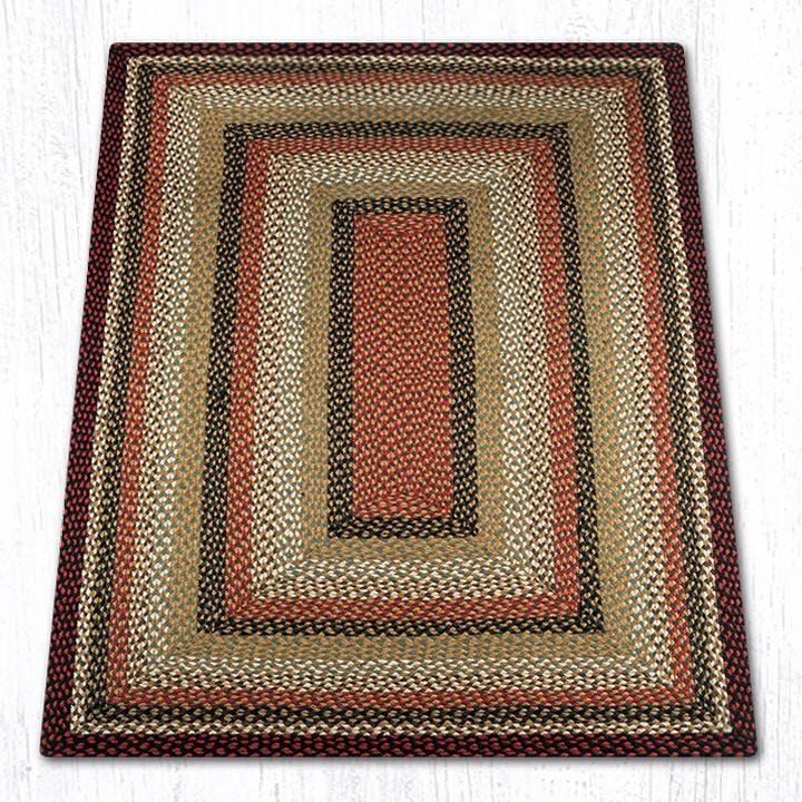 C-319 Burgundy, Mustard, & Ivory Braided Rug - Oblong - Ozark Cabin Décor, LLC