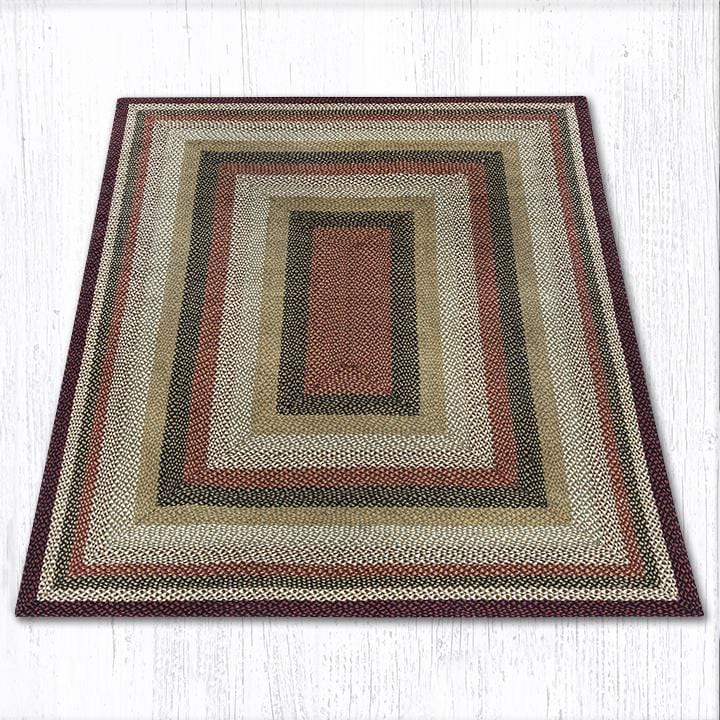 C-319 Burgundy, Mustard, & Ivory Braided Rug - Oblong - Ozark Cabin Décor, LLC