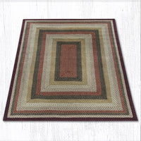 C-319 Burgundy, Mustard, & Ivory Braided Rug - Oblong - Ozark Cabin Décor, LLC