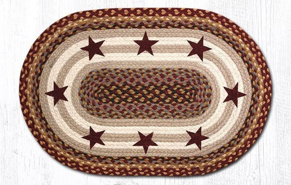 OP-357 Burgundy Stars Braided Rug - Ozark Cabin Décor, LLC