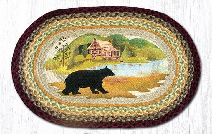 OP-395 Cabin Bear Oval Patch Rug - Ozark Cabin Décor, LLC