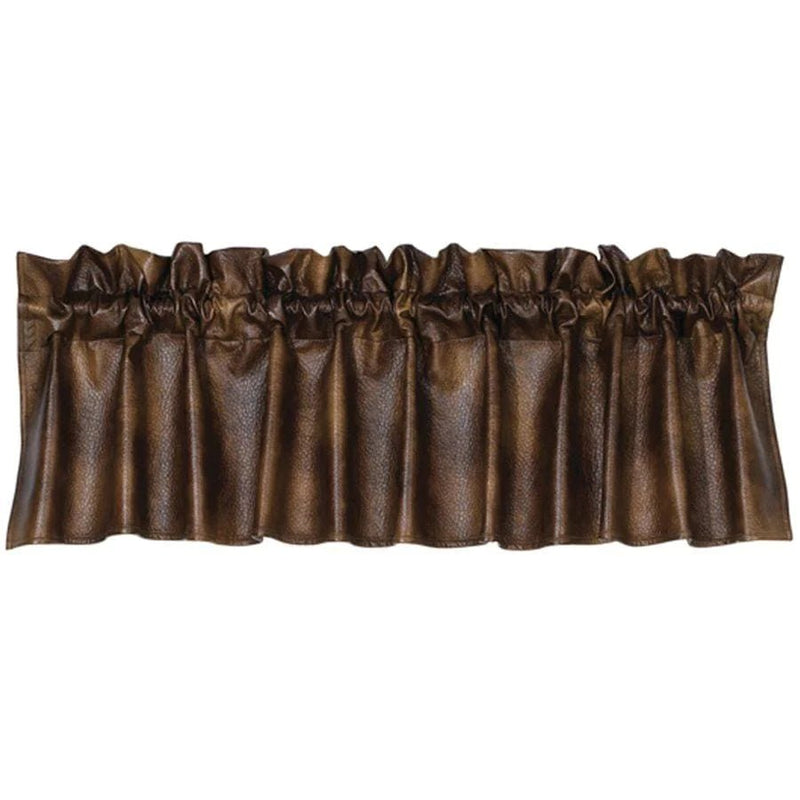 Chocolate Faux Leather Valance - Ozark Cabin Décor, LLC