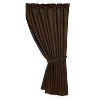 Chocolate Tooled Leather Single Panel Curtain - Ozark Cabin Décor, LLC