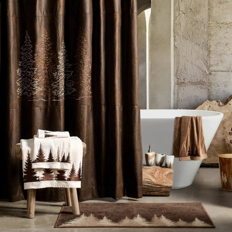 Clearwater Pines Chocolate Shower Curtain - Ozark Cabin Décor, LLC