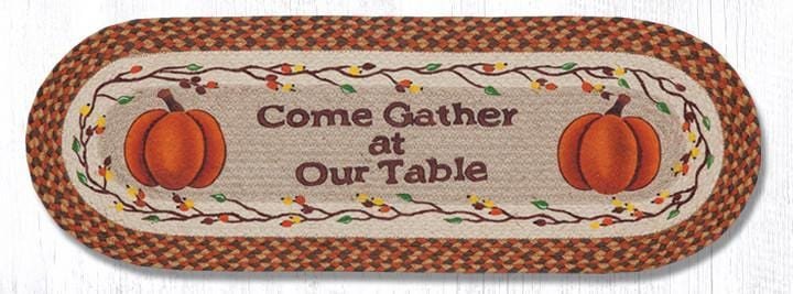 "Come Gather At Our Table" Oval Jute Runner - Ozark Cabin Décor, LLC