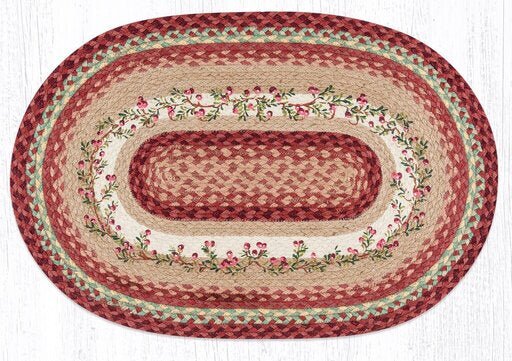 OP-390 Cranberries Oval Braided Rug - Ozark Cabin Décor, LLC