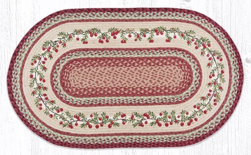 OP-390 Cranberries Oval Braided Rug - Ozark Cabin Décor, LLC