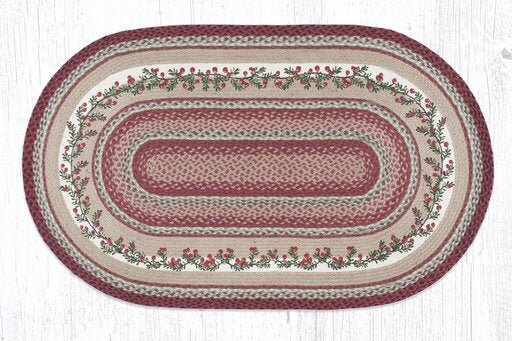 OP-390 Cranberries Oval Braided Rug - Ozark Cabin Décor, LLC