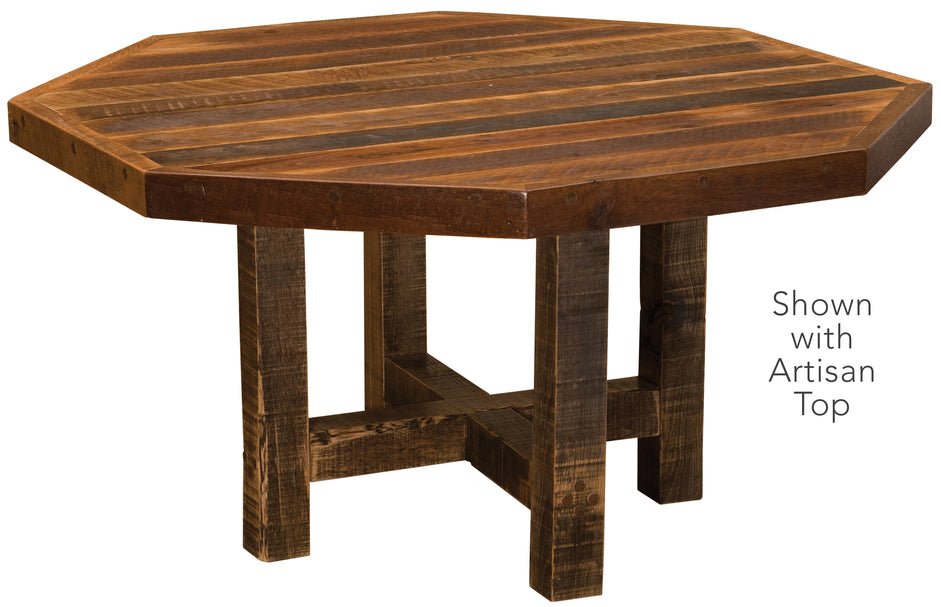 B15030-AO Fireside Lodge Barnwood Octagon Dining Table w/Antique Oak Top - Ozark Cabin Décor, LLC