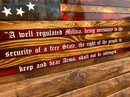 91111 Rustic 1776 Betsy Ross Wooden Flag With 2nd Amendment - Ozark Cabin Décor, LLC