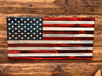 91123-E Old Glory Rustic Wooden American Flag - Engraved/Painted Stars - Ozark Cabin Décor, LLC