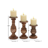 Wooden Sculpted Pillar Candle Holder - Set of 3 - Ozark Cabin Décor, LLC