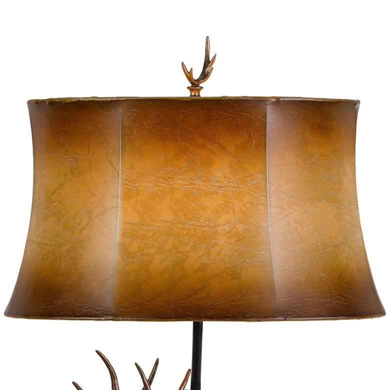 Elk Deer Antique Bronze Table Lamp with Leatherette Shade - Ozark Cabin Décor, LLC