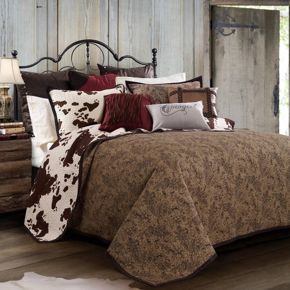 Elsa Cowhide Reversible 3-Pc Quilt Set - Full/Queen - Ozark Cabin Décor, LLC