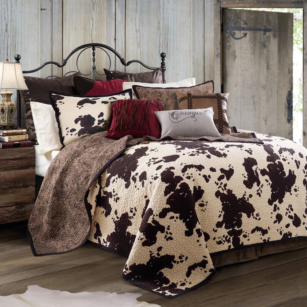 Elsa Cowhide Reversible 3-Pc Quilt Set - Full/Queen - Ozark Cabin Décor, LLC