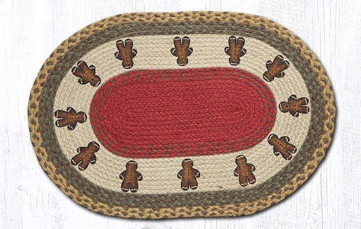 OP-111 Gingerbread Men Oval Braided Rug - Ozark Cabin Décor, LLC