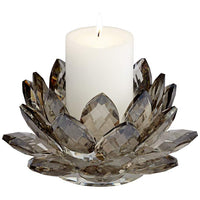 Gray Crystal Glass Lotus Candle Holder - Ozark Cabin Décor, LLC