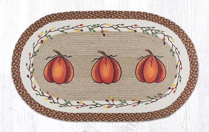 OP-222 Harvest Pumpkin Oval Braided Rug - Ozark Cabin Décor, LLC