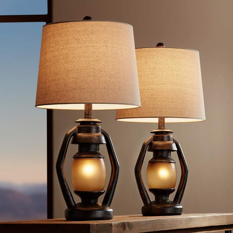 Western Miner Night Light Table Lamps - Set of 2 - Ozark Cabin Décor, LLC