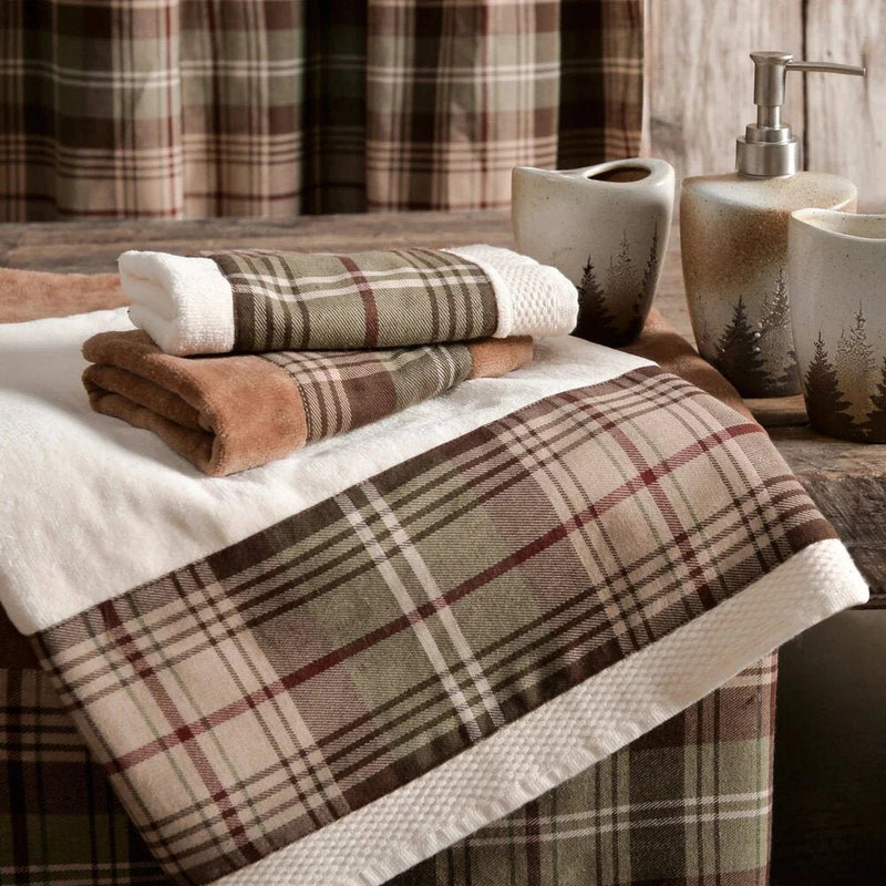 Huntsman Plaid 3-PC Bath Towel Set - Cream - Ozark Cabin Décor, LLC