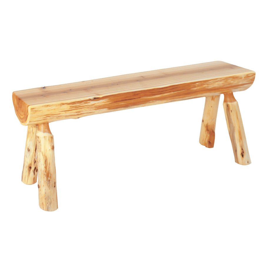 Fireside Lodge Natural Cedar Half-Log Dining Table Bench
