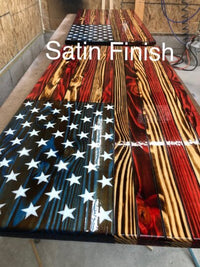 91123-E Rustic Handcrafted Wooden American Flag - Engraved/Painted Stars - Ozark Cabin Décor, LLC
