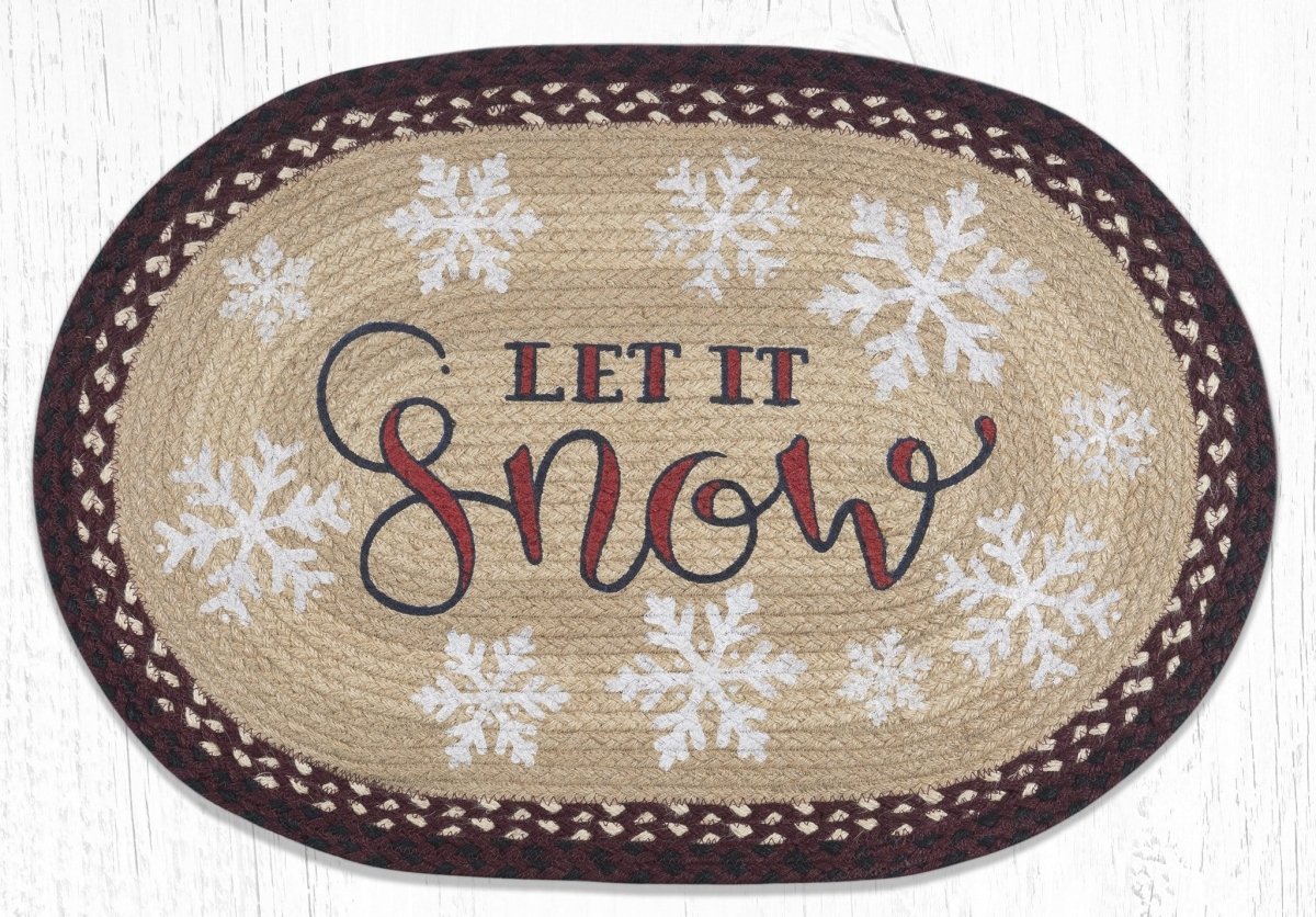 OP-395 Let It Snow Braided Rug - Ozark Cabin Décor, LLC