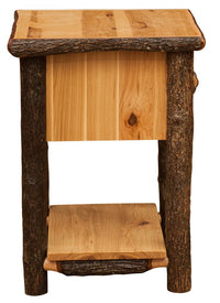 81020S-T Natural Hickory Log One Drawer Nightstand w/Shelf - Ozark Cabin Décor, LLC