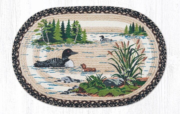 OP-313 Loons Oval Braided Rug - Ozark Cabin Décor, LLC