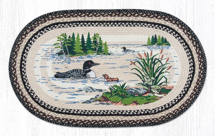 OP-313 Loons Oval Braided Rug - Ozark Cabin Décor, LLC