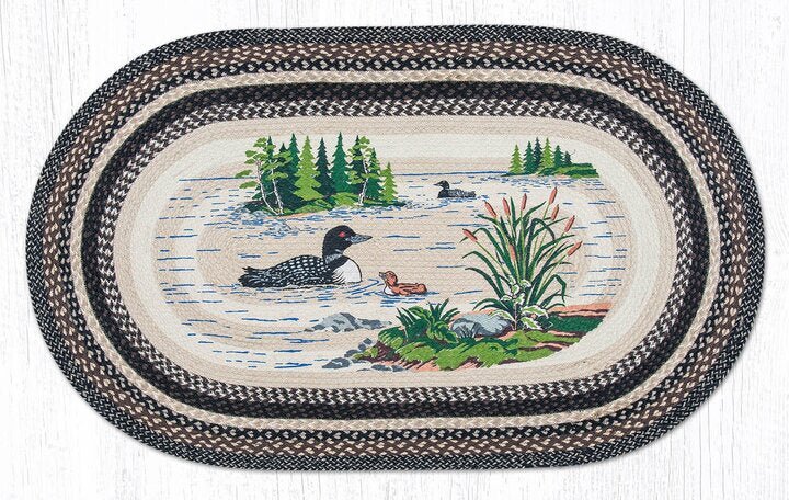 OP-313 Loons Oval Braided Rug - Ozark Cabin Décor, LLC