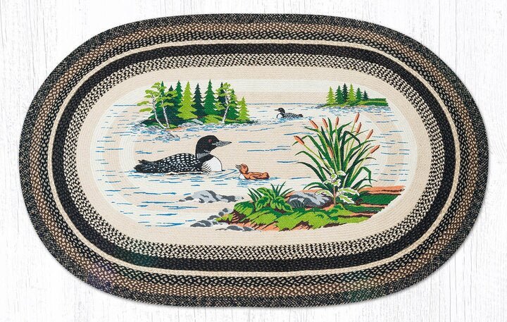 OP-313 Loons Oval Braided Rug - Ozark Cabin Décor, LLC