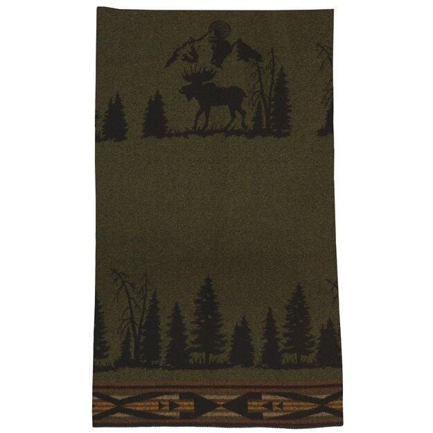 WD27090 60" x 72" Wooded River Soft, Warm, Italian Wool Blend Moose I Reversible Throw