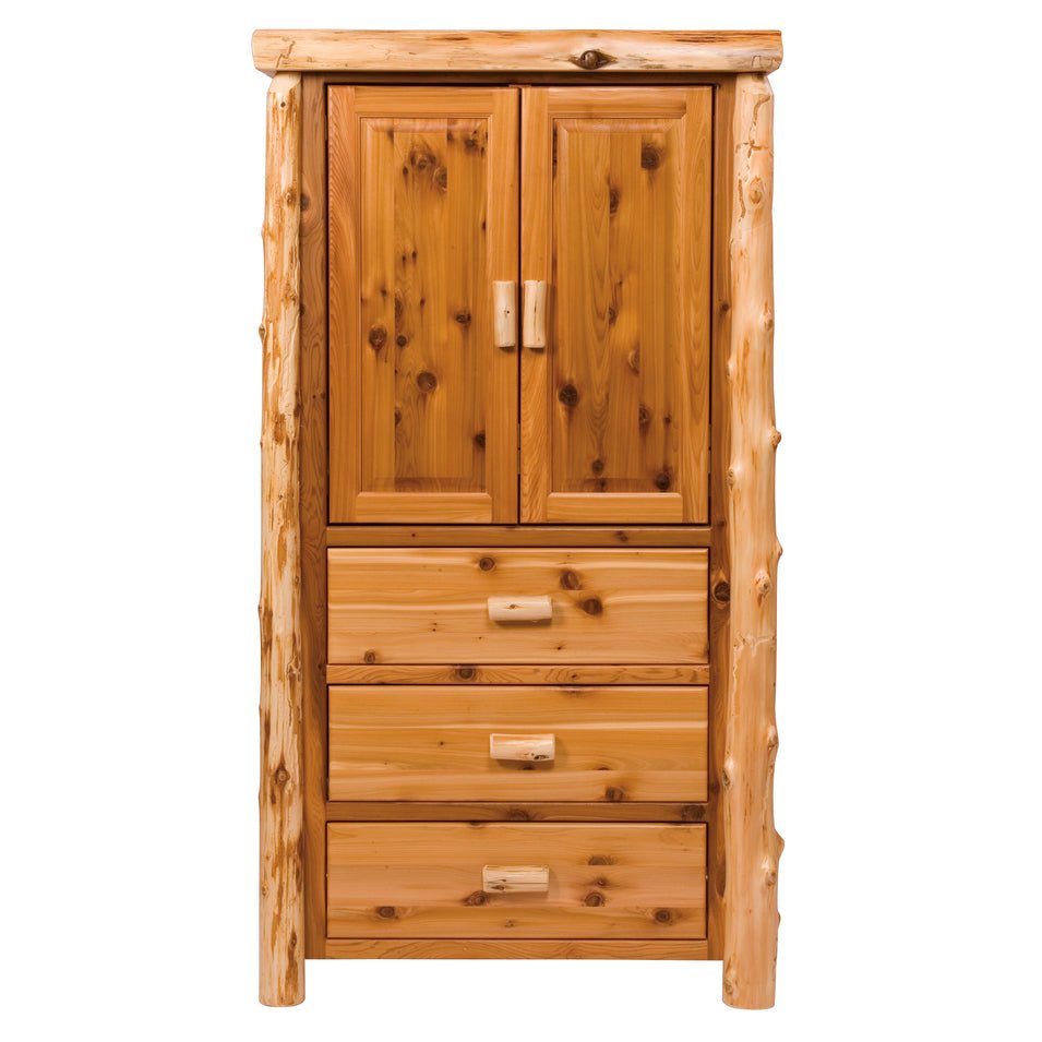 Cedar Log 3 Drawer Armoire w/Adjustable Shelving - Ozark Cabin Décor, LLC