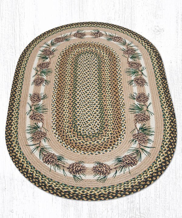 OP-051 Needles & Cones Oval Rug - Ozark Cabin Décor, LLC