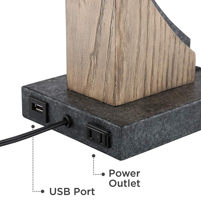 Oak River Gray Wash Desk Lamp with USB Port and Power Outlet - Ozark Cabin Décor, LLC