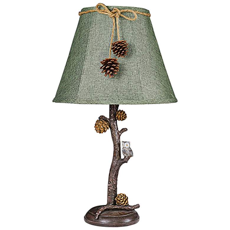 Owl on Pine Branch Rustic Accent Table Lamp with Shade - Ozark Cabin Décor, LLC