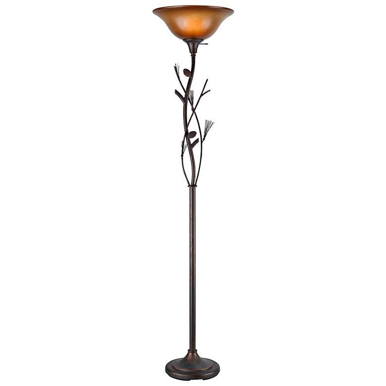 Pine Cone Bronze Finish Torchiere Floor Lamp - Ozark Cabin Décor, LLC