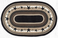 OP-313 Primitive Stars Black Oval Braided Rug - Ozark Cabin Décor, LLC