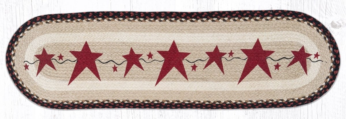 Burgundy Primitive Stars Oval Runner - Ozark Cabin Décor, LLC