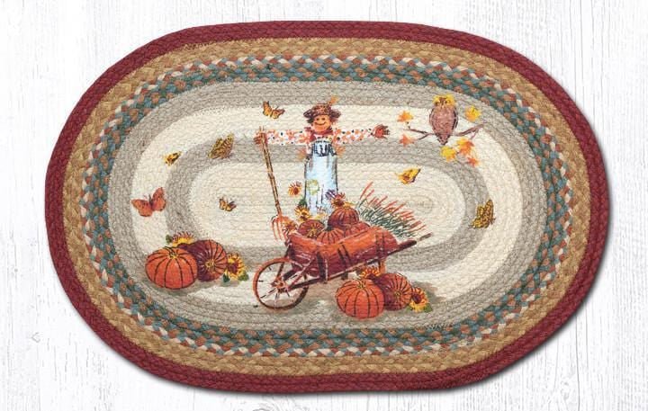 OP-222 Pumpkin Celebration Oval Braided Rug - Ozark Cabin Décor, LLC