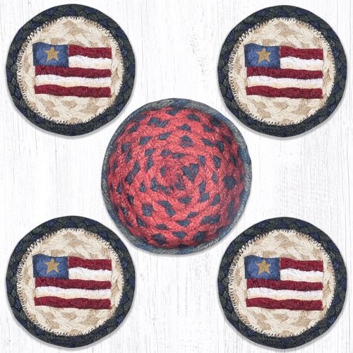 CNB-015 Primitive Star Flag Jute Coaster Set - Ozark Cabin Décor, LLC