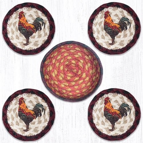 CNB-471 - Rustic Rooster Jute Coaster Set - Ozark Cabin Décor, LLC